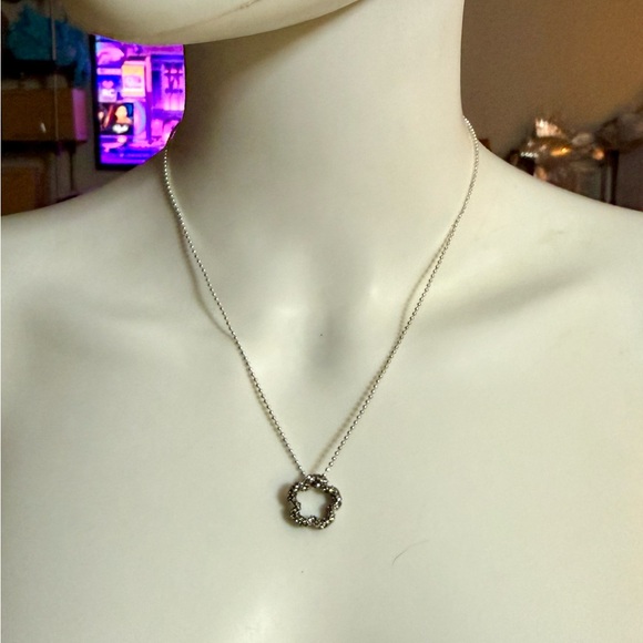 Coach Jewelry - Coach Dainty Floating Tea Rose Zirconia Pendant .925 Sterling Silver Necklace